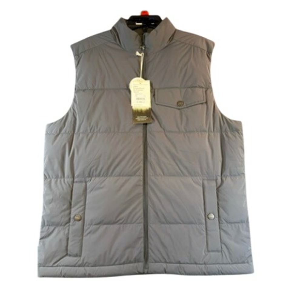 Vuori Mens Charcoal Down Puffer Vest Full Zip Quilted Sleeveless Jacket Size M